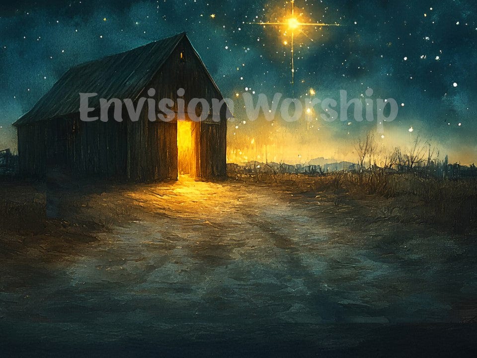 Away in the Manger lyrics PowerPoint for Christmas Eve Worship Service, Stable PowerPoint 