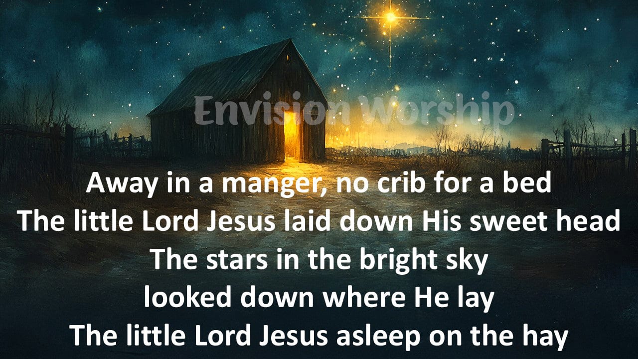 Away in the Manger lyrics PowerPoint for Christmas Eve Worship Service, Manger PowerPoint